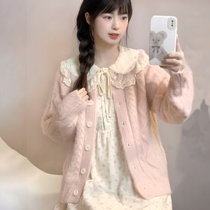 两件套装日系甜美圆领毛衣外套女学生针织开衫+韩版娃娃领连衣裙