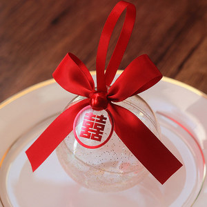花半里 新款星空圆球喜糖盒韩式透明水晶球圆形金色糖果结婚礼盒