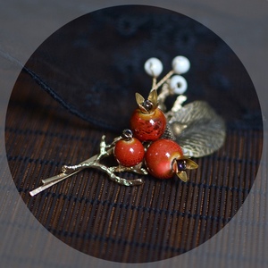 红山楂 森系复古文艺陶瓷珠发卡原创手作创意礼品发饰 木子古月