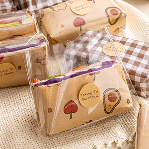 烘焙透明三明治包装袋摆摊专用商用食品级打包袋单独加厚三文治纸