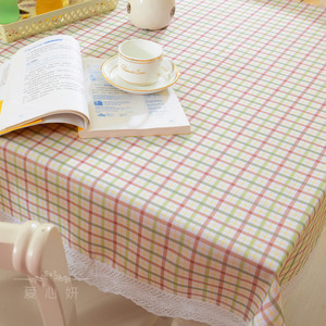 简约格子餐桌桌布布艺 日韩地中海桌布茶几台布盖布多用巾冰箱罩