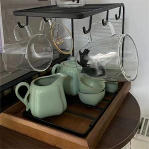 简约家用铁艺杯架客厅金属挂架创意简约摆件咖啡杯悬挂收纳架一体