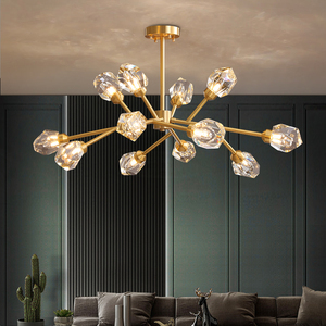 客厅吊灯冰菱角后现代简约轻奢水晶灯餐厅卧室北欧全铜灯具分子灯