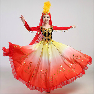 新疆维吾尔族哈萨克族塔吉克族舞蹈服装乌兹别克族女舞台演出服饰