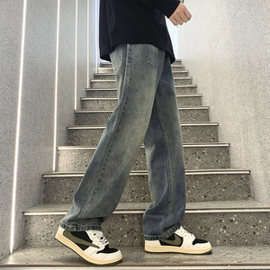 男士牛仔裤男2024年夏季新款宽松直筒薄款阔腿裤子男生美式男款潮