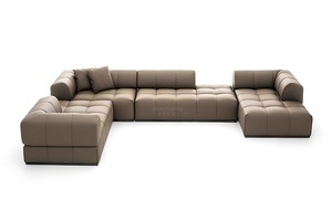HC28麦田沙发现代简约实木家具皮艺多人沙发整装转角拼接沙发组合