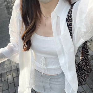 韩系薄款白色防晒衬衣外套女2024夏季新款高级感简约百搭长袖衬衫