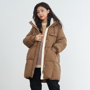 UGIZ2023年冬季新品韩版女装茧型简约中长款面包服羽绒服UDYG821