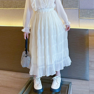 女童半身裙春夏款2024新款白色长裙儿童装高级感仙女裙女大童半裙