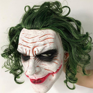 蝙蝠侠小丑面具Joker假发恐怖鬼面罩万圣节cos希斯莱杰吓人头套男