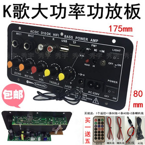 D10双话筒插孔卡拉OK功放板内置蓝牙收音可调混响K歌板12V24V220V