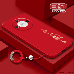 适用荣耀x50手机壳龙年X40红色喜庆华为x40GT液态硅胶x30i镜头全包x40i个性创意x20平安喜乐i荣耀x20se保护套