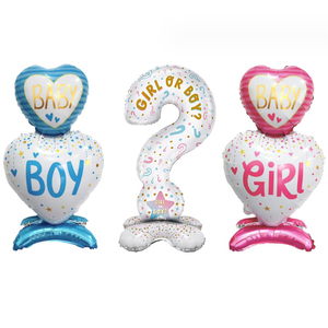 创意性别揭示问号站立气球爱心Baby Boy or Girl男女宝宝生日装饰