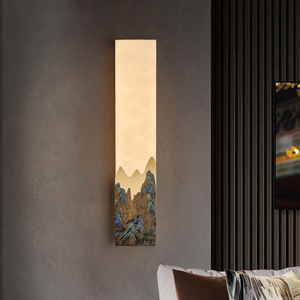 新中式全铜壁灯珐琅彩中国风禅意客厅背景墙灯卧室床头灯云石灯具