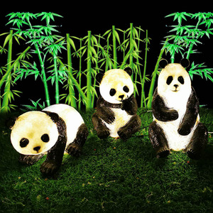 发光熊猫灯户外卡通灯动物灯亮化工程灯草坪灯太阳能庭院灯景观灯