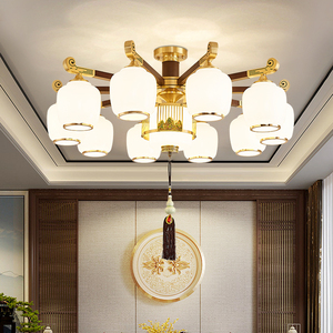 全铜吊灯新中式客厅主灯中国风餐厅灯别墅大厅房间卧室2024新款灯
