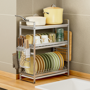 304不锈钢碗碟沥水架洗碗槽置物架厨房碗盘收纳架小号窄款放碗架