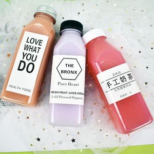 400ml350ml方形加厚一次性塑料瓶果汁饮品网红奶茶家用密封瓶罐子