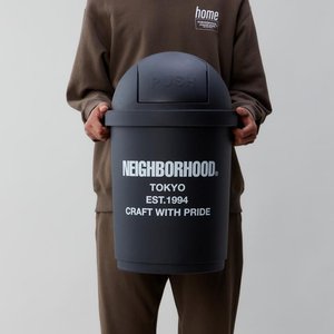 Neighborhood NBHD黑色居家工业风摇盖式带盖复古塑料垃圾卫生桶