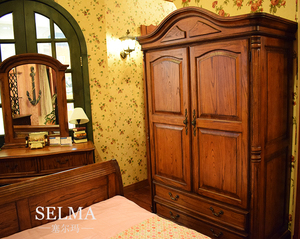 塞尔玛实木家具衣柜成人美式两门两抽白蜡木白椿木厂家定制直销