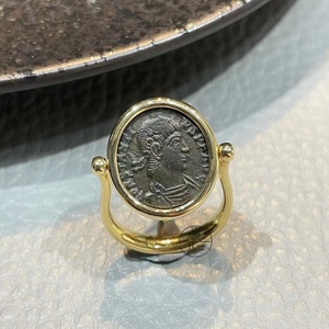 【瑰元一兰】18k金古罗马古币戒指君士坦丁大帝古铜币简约吊坠