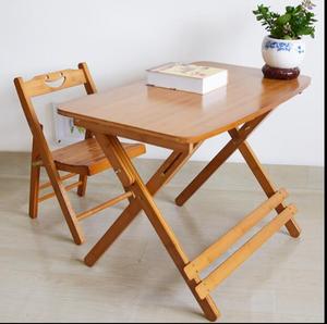 楠竹儿童学习桌可升降折叠书桌椅子套装实木家用小学生写字桌书桌