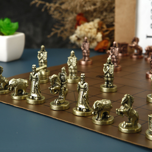 复古金属3D立体人物兵马俑象棋中国象棋套装学生亲子成人收藏礼物