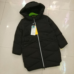 冬季GXF品牌折扣女童中大童中长款羽绒服黑色纯色120码外套
