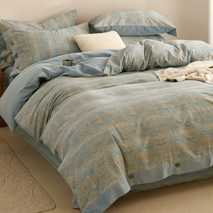 高档美式磨毛床品四件套纯棉加厚被套罩床单秋冬新品保暖床上用品