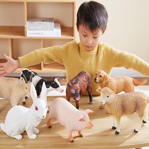 儿童大号猪动物玩具仿真小猪软胶农场家畜白兔狗模型摆件宝宝礼物