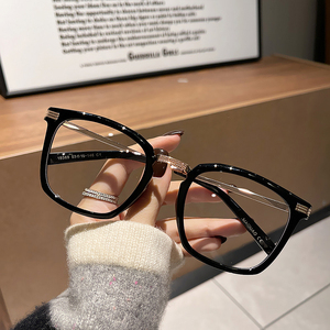日本代购超大框15CM黑框眼镜近视可配度数女复古斯文眼睛框架男士