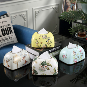 美式陶瓷家用抽纸盒欧式客厅中式创意装饰纸抽盒餐巾纸纸巾盒摆件