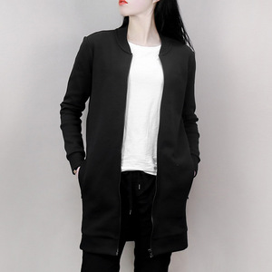 阿迪达斯长款夹克女装秋季新款运动服黑色透气休闲外套 CZ1673