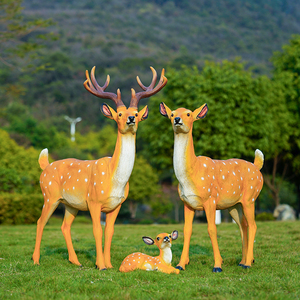 仿真梅花鹿雕塑玻璃钢树脂工艺品公园草坪花园林景观装饰麋鹿摆件