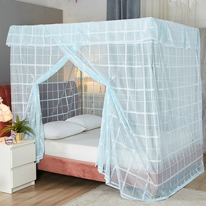 简约家用卧室宫廷蚊帐单门1.8m老式木架床蚊帐加密加厚双人1.5米