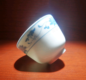 醴陵老陶瓷器摆件茶杯釉下五彩瓷器湖南陶瓷研究所青花主人杯文房