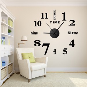 亚克力工艺钟表外贸无框时钟静音挂钟创意自贴钟表家用客厅墙贴钟