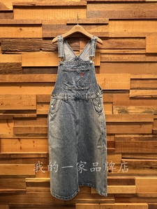 香港专柜 izzue 24春夏女款水洗设计徽标口袋牛仔背带连衣裙9502