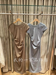 香港专柜 bab b+ab 24春夏女款刺绣徽标打褶修身显瘦连衣裙689