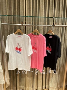 香港专柜 bab b+ab 24春夏女款时尚樱桃图案宽松短袖T恤657