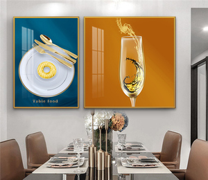 餐厅装饰画现代简约创意饭厅挂画酒杯轻奢家居墙画两联壁画餐桌画