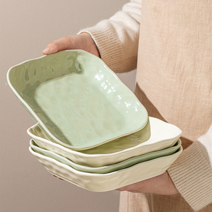 盘子菜盘家用法式奶油风陶瓷餐具轻奢套装耐高温碟子套装水果盘子