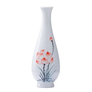 陶瓷手绘花瓶桌面供佛堂插花装饰小花器摆件玉净瓶禅意观音水滴瓶