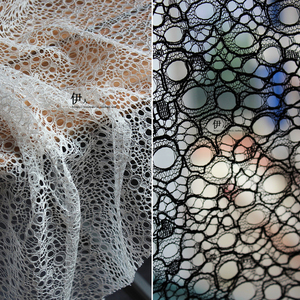 原创重磅纯棉镂空蕾丝肌理网布面料 优于水溶蕾丝服装设计师布料