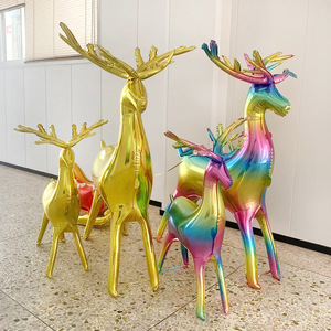 麋鹿铝膜气球立体站立金色小鹿圣诞节日商场店铺橱窗装饰布置汽球