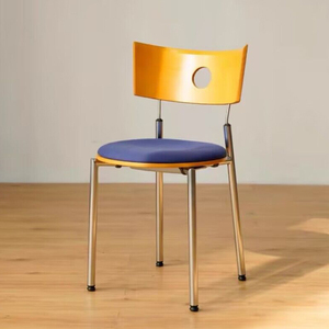 中古复古丹麦设计师餐椅家用圆凳子实木小户型靠背椅书桌椅