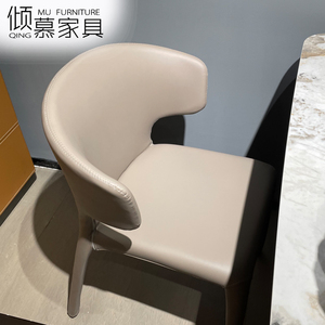 北欧轻奢餐椅家用现代简约意式靠背书桌椅极简全皮2021新款餐椅子