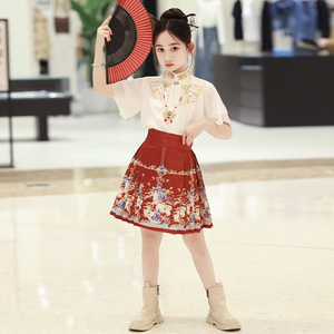 女童汉服马面裙套装新中式古装儿童汉服中国风古风半身裙春秋新款