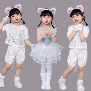 六一学猫叫小兔子小猫演出服儿童动物演出服表演服舞蹈裙老鼠幼儿
