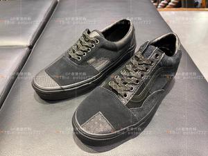 DF香港代购Vans Old Skool Era黑魂黑武士重机风皮革蛇纹拼接板鞋